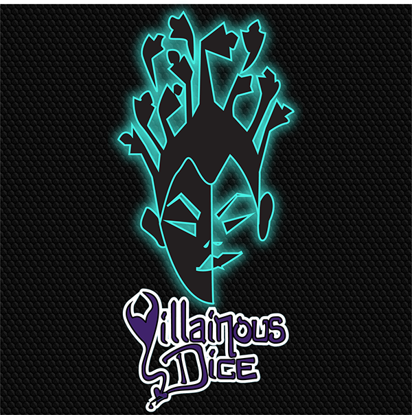 Neon illustrated logo and character art